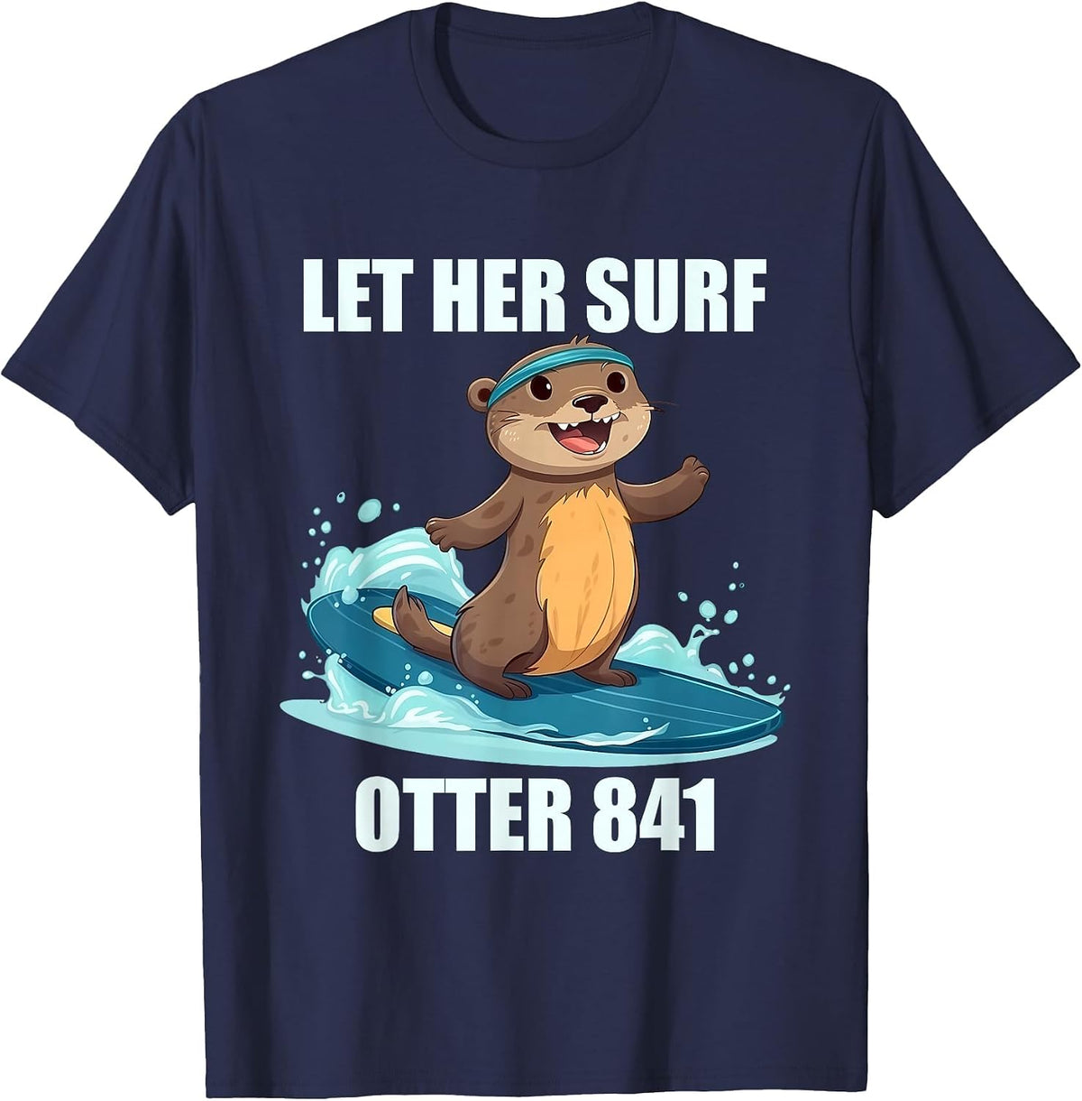 Let Her Surf Otter 841 T-Shirt - Navy Blue