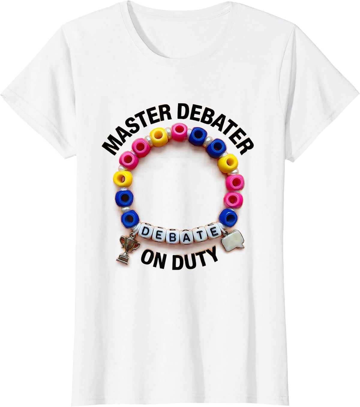Women's Master Debater On Duty Graphic Design T-Shirt - White