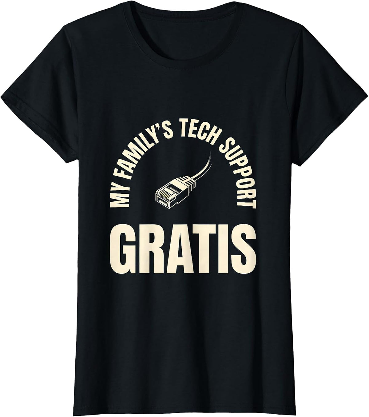 My Family's Tech Support Gratis Funny IT Tech Humor T-Shirt - Black