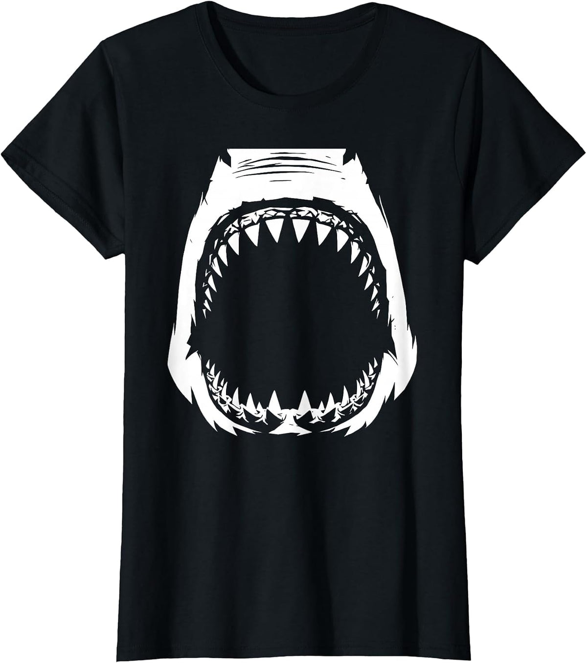 Close-Up Shark Jaws Graphic Tee T-Shirt - Black