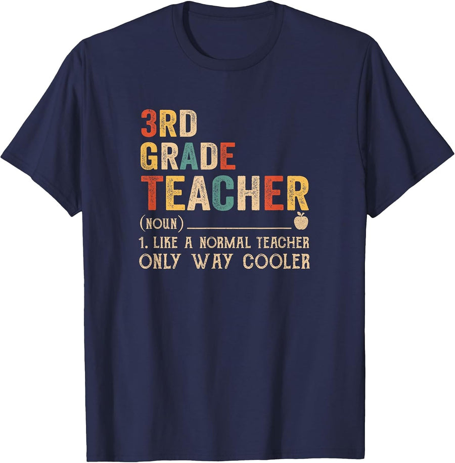 3Rd Grade Teacher Definition Funny Back to School First Day T-Shirt - Navy Blue
