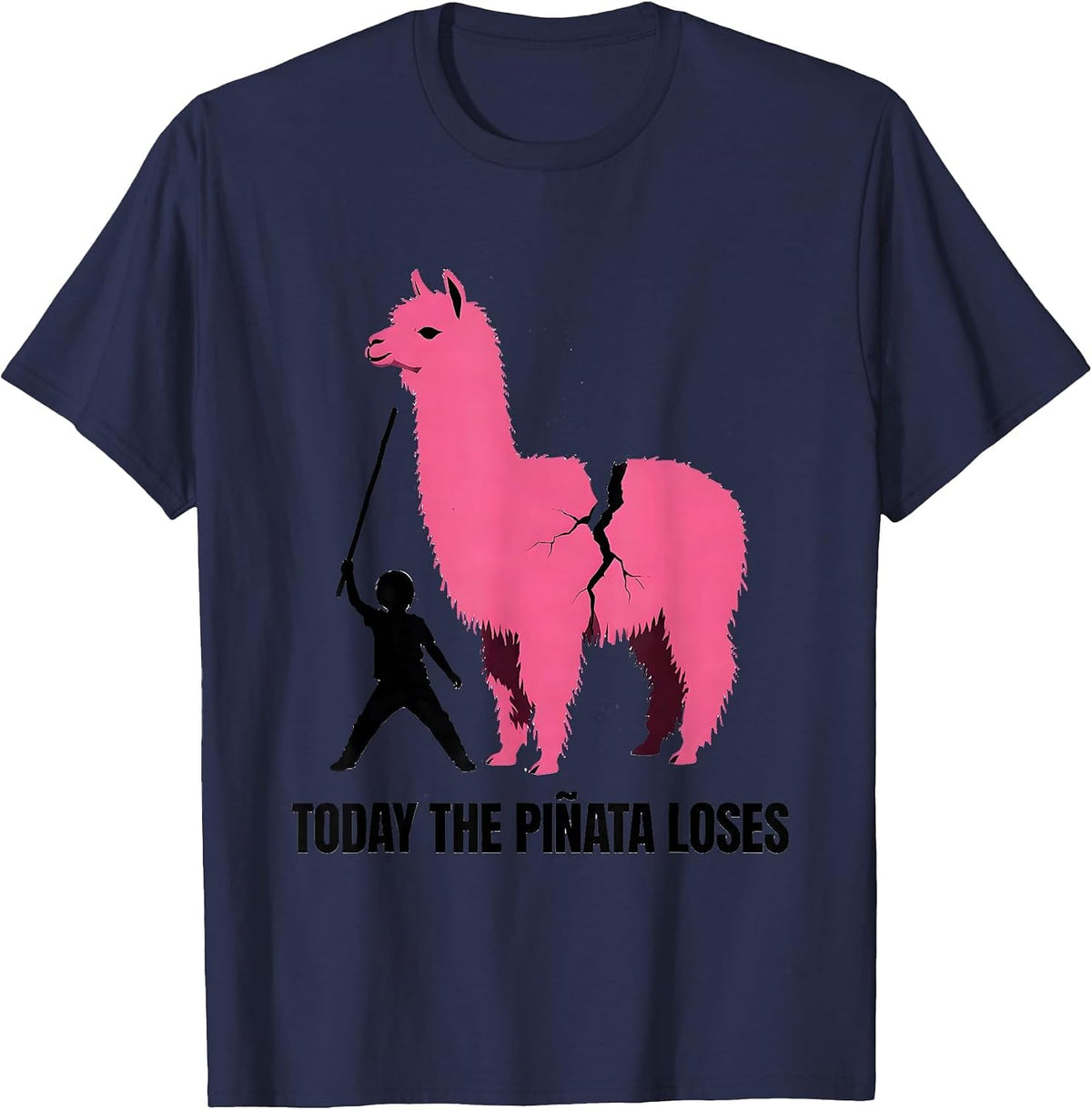 Today The Piñata Loses Funny Llama Pinata Birthday Boy Gamer T-Shirt - Navy Blue
