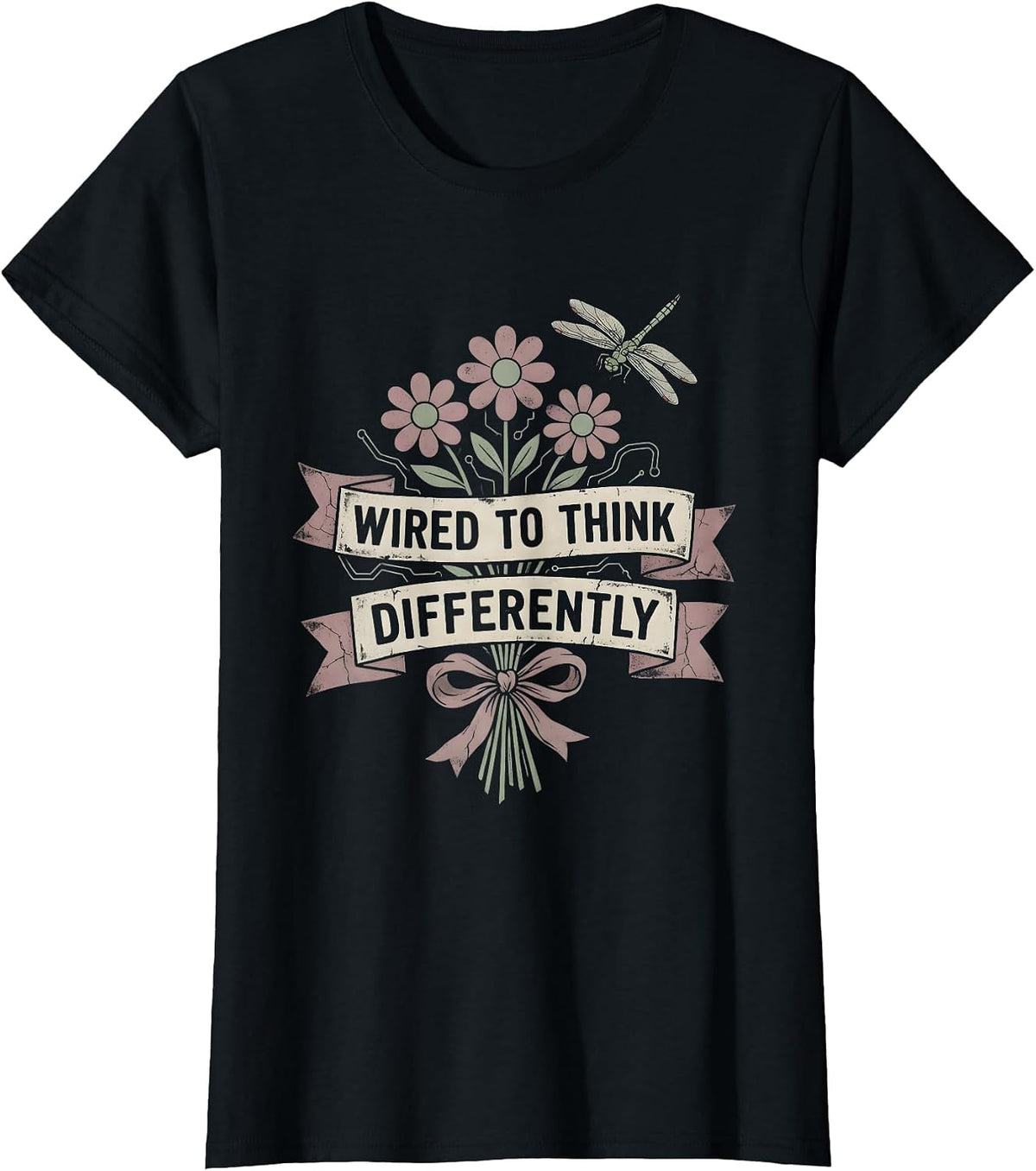 Wired to Think Differently Dyslexia Awareness T-Shirt - Black