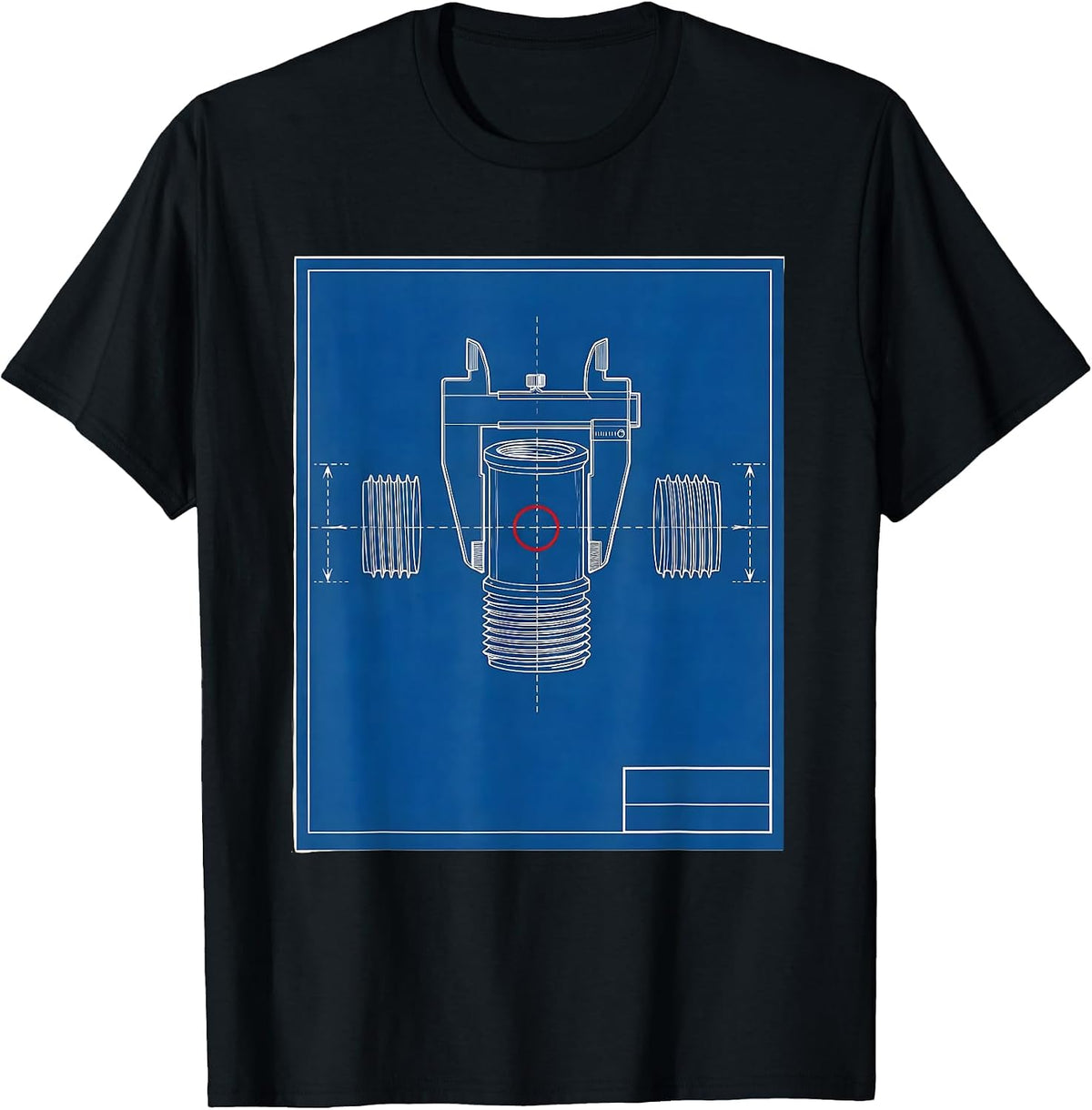 Men's Threaded Pipe Nipple Plumbing Trade Humor Blueprint T-Shirt - Black