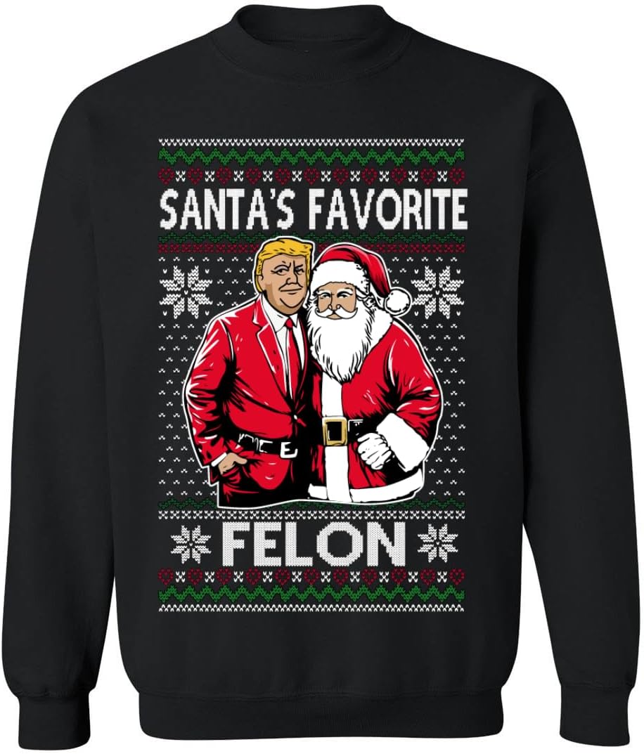 ALLNTRENDS Ugly Christmas Sweaters Collection 2024 Ugly Xmas Sweatshirts - Santa's Favorite Felon