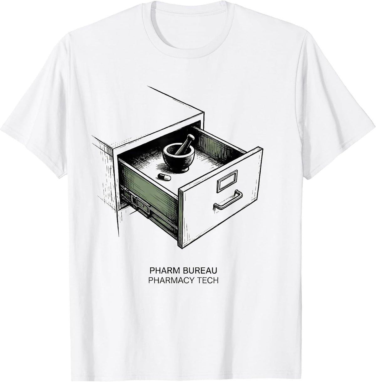 Men's Pharm Bureau Pharmacy Tech Funny Pharmacy Tech Crew Gift T-Shirt - White