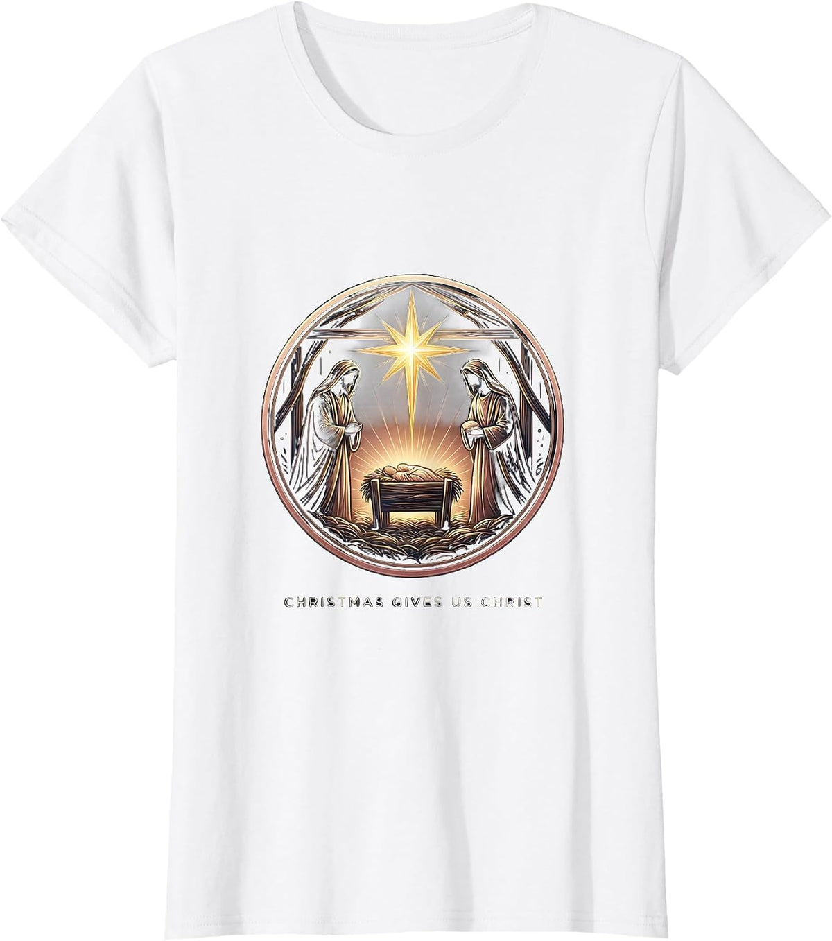 Christmas Gives Us Christ Faith Nativity Family Pajamas T-Shirt - White