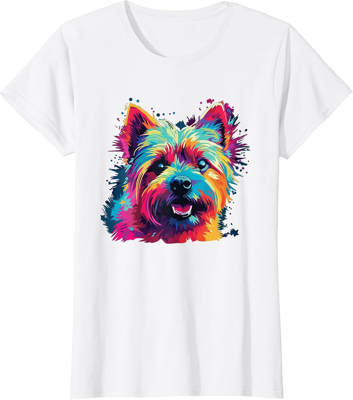 Watercolor Colorful Norwich Terrier Dog T-Shirt - White