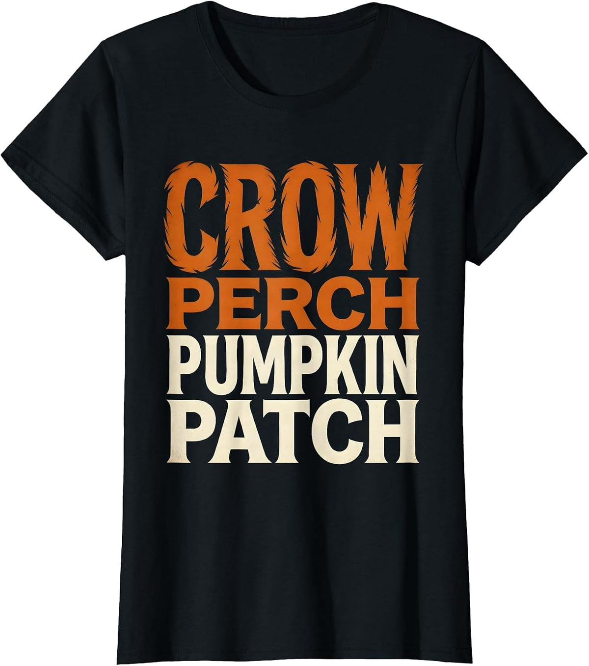 Crow Perch Pumpkin Patch Halloween Design T-Shirt - Black