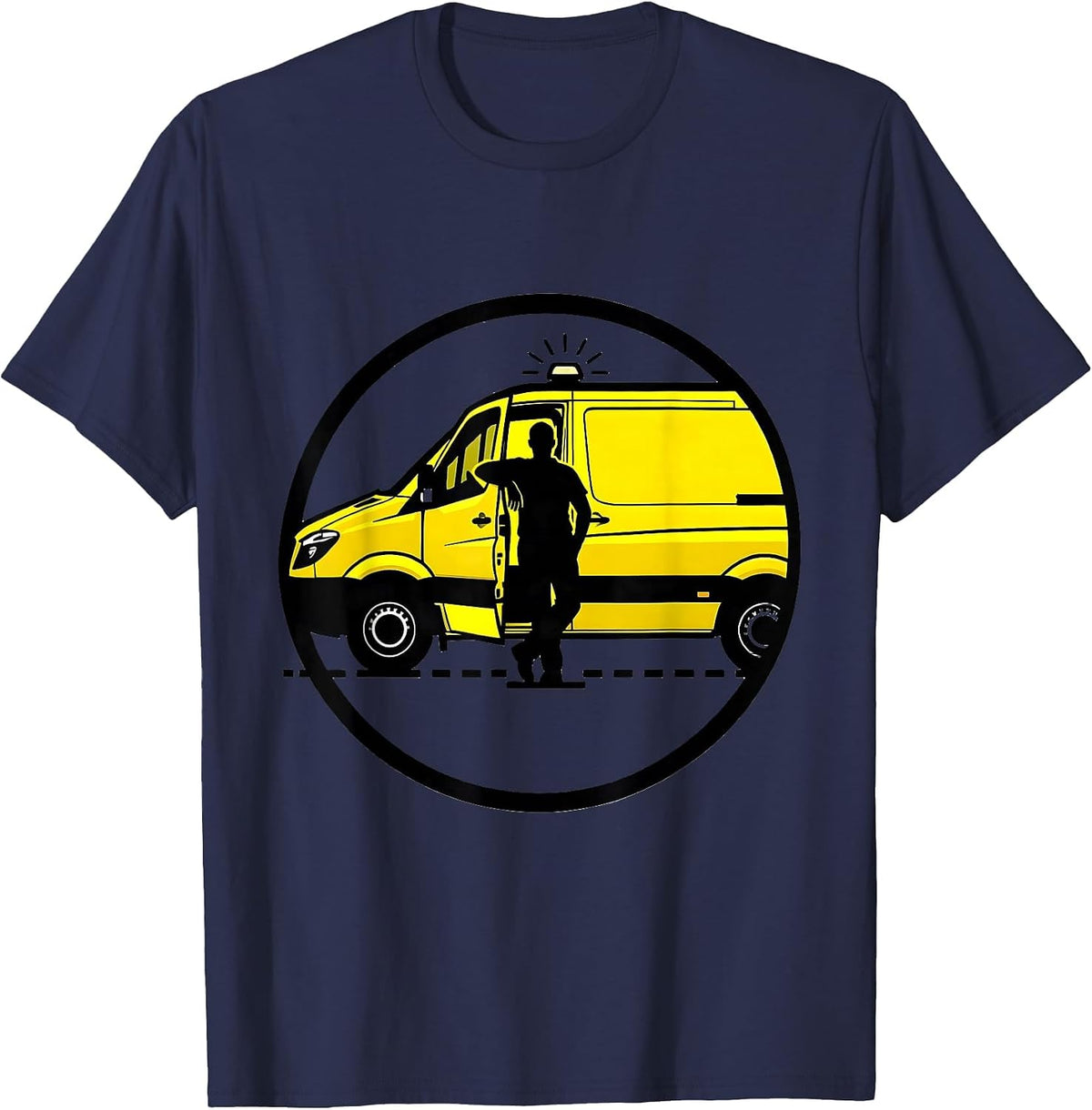 Men's EMS Mannequin Stencil Calm Dark Humor Paramedic Gift T-Shirt - Navy Blue