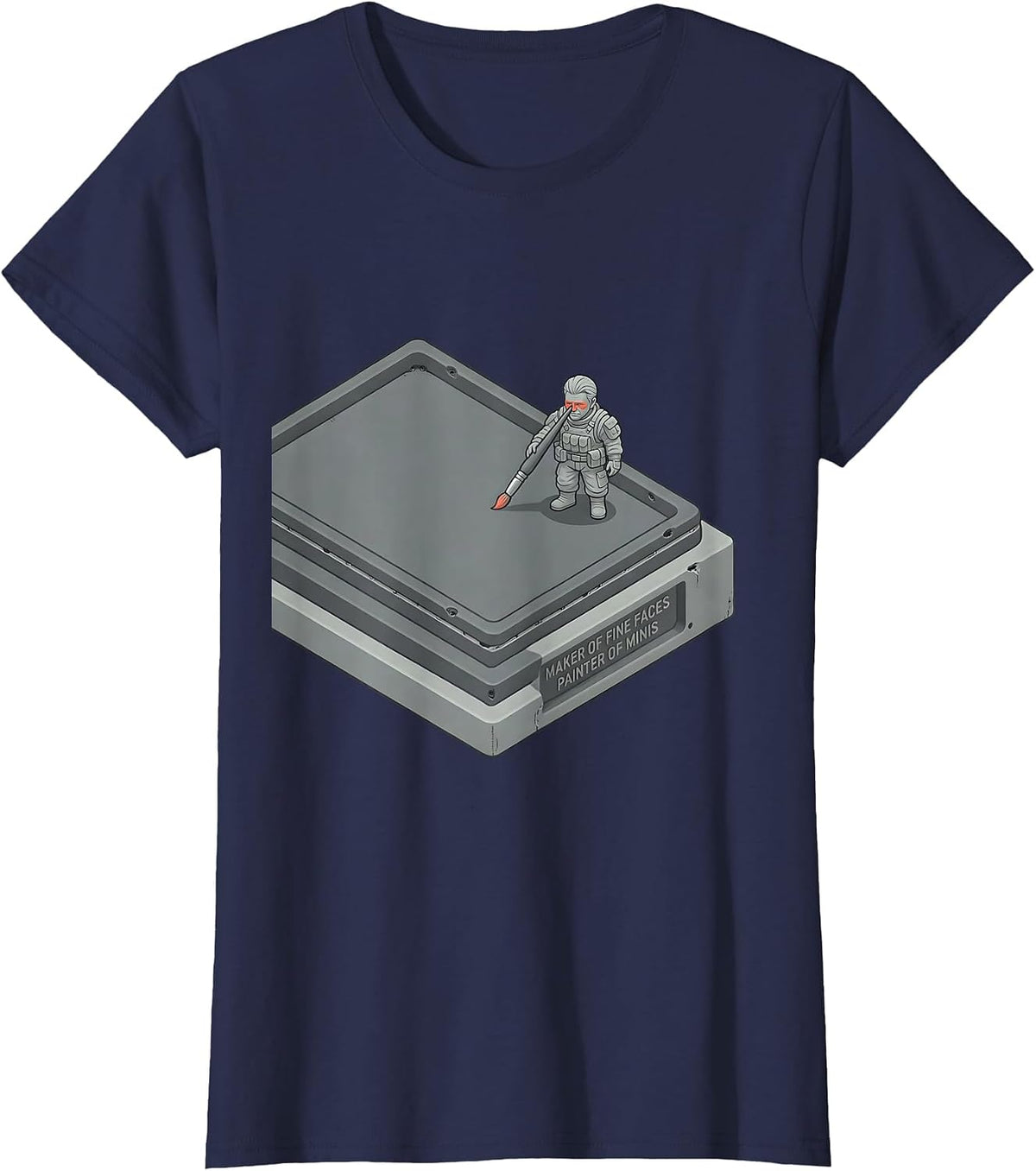 Women's Maker Of Fine Faces Painter Of Minis Custom Flat Vector T-Shirt - Navy Blue