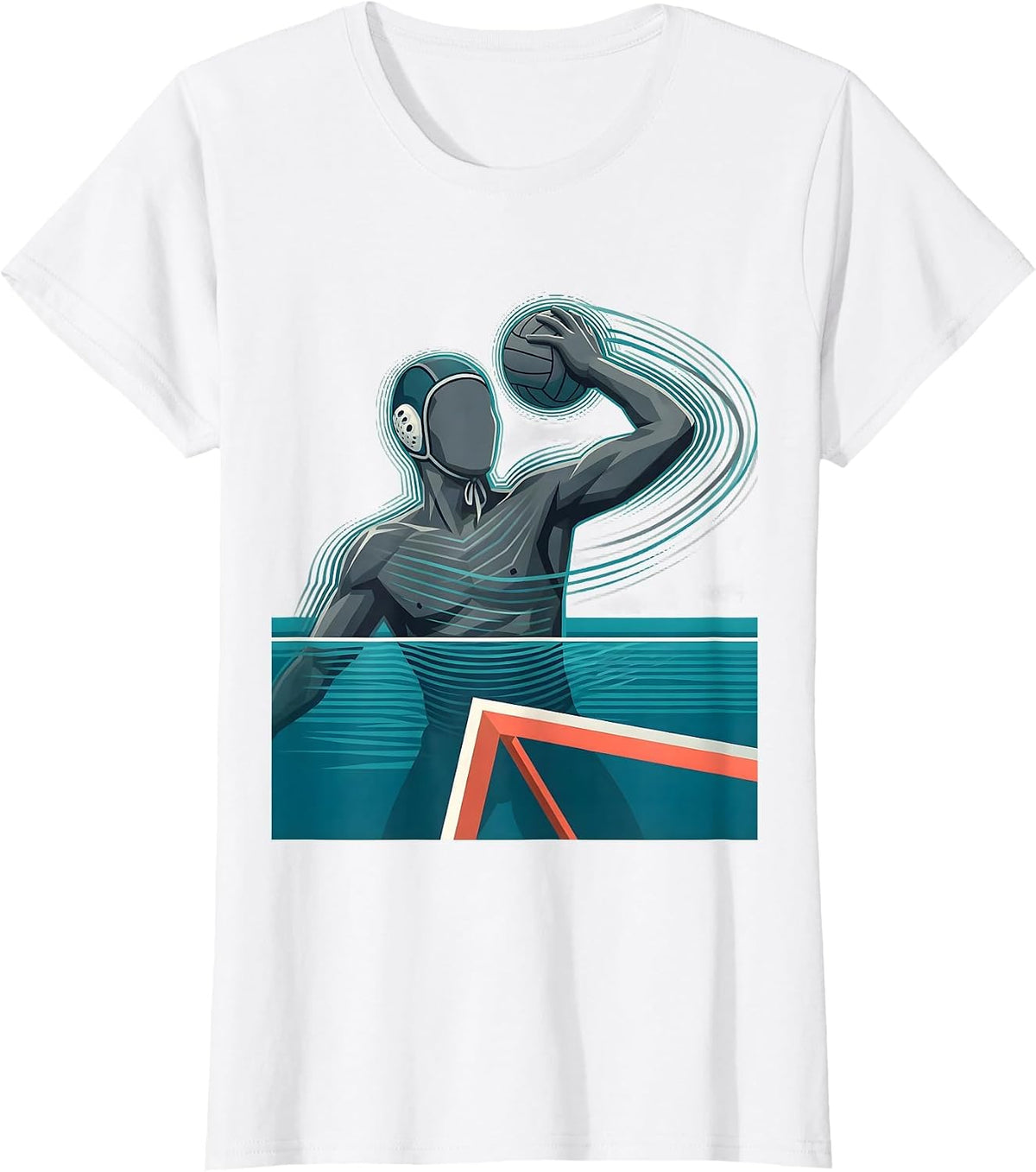 Women's Water Polo Player Windup Throw Sports Fan Humor T-Shirt - White