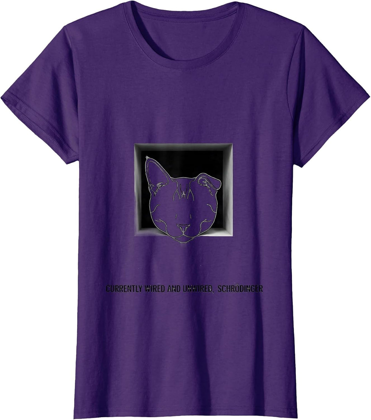 Women's Currently Wired And Unwired, Schrödinger Science Enthusiast T-Shirt - Purple