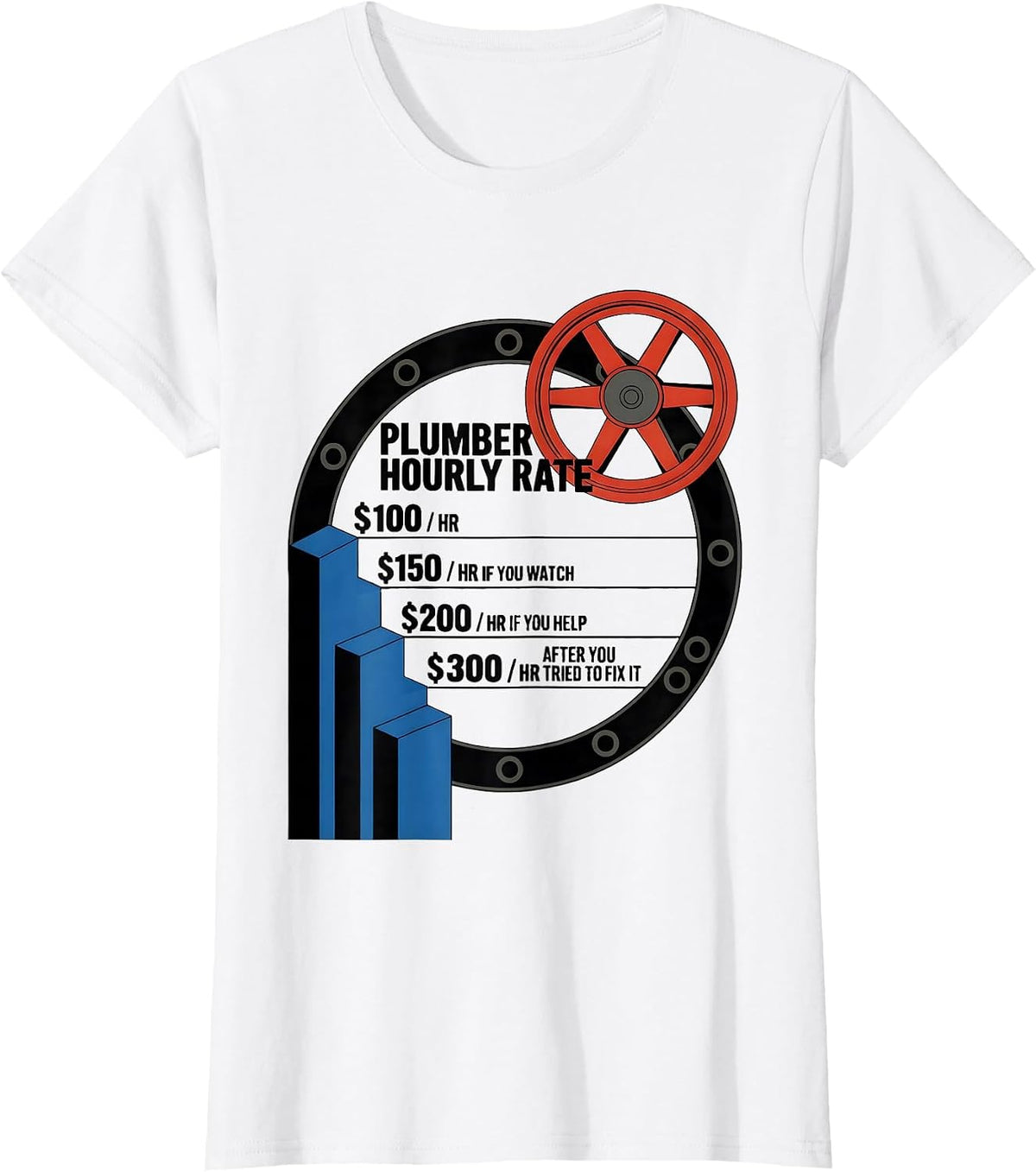 Women's Plumber Hourly Rate Funny Plumbing Gift T-Shirt - White