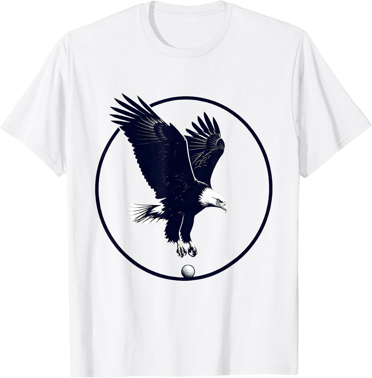 Men's Bald Eagle Diving at Golf Ball Graphic Tee T-Shirt - White