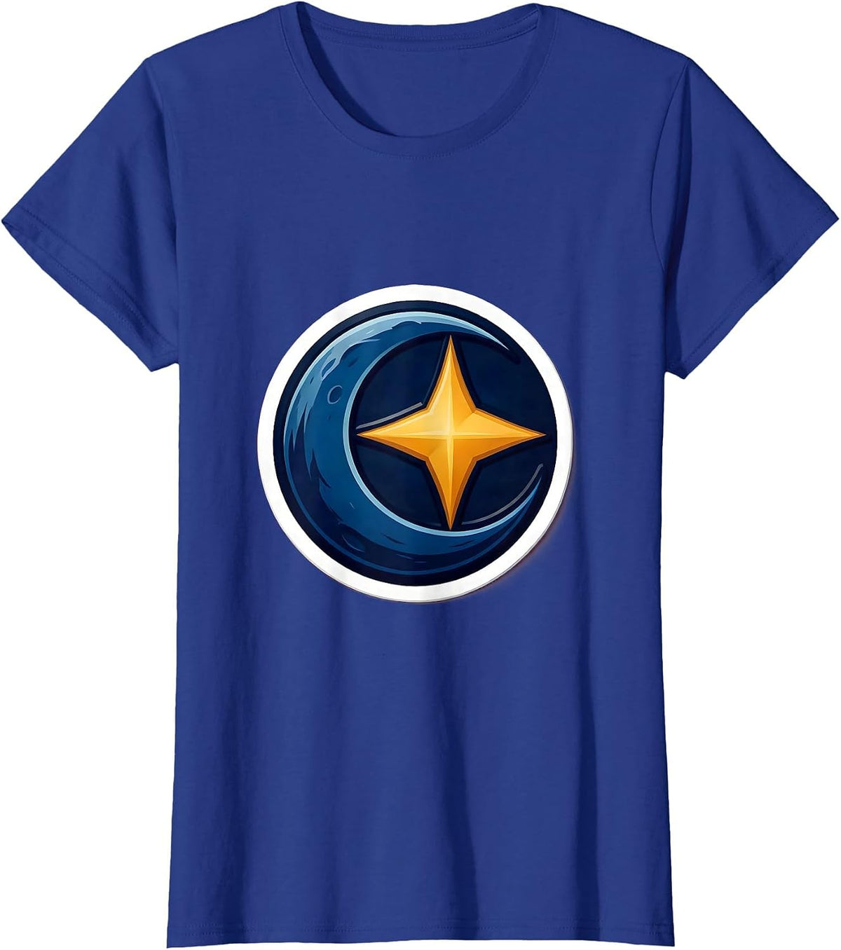 Women's Moon and Star Orbiting Couples Graphic Design T-Shirt - Royal Blue