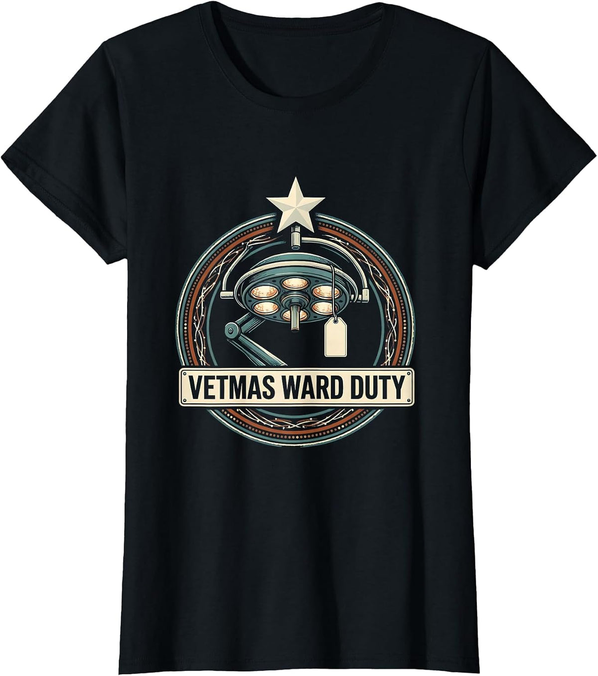 Vetmas Ward Duty Funny Veterinarian Christmas Vet Tech Gift T-Shirt - Black