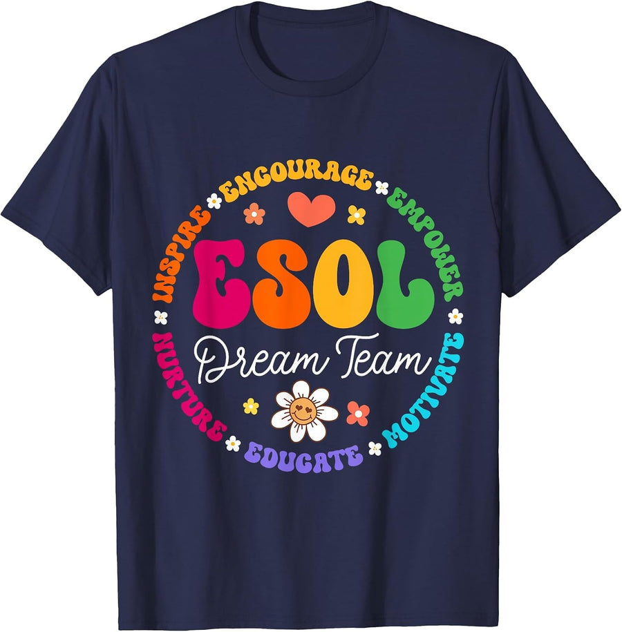 ESOL Dream Team Teachers and Students Back to School T-Shirt - Navy Blue