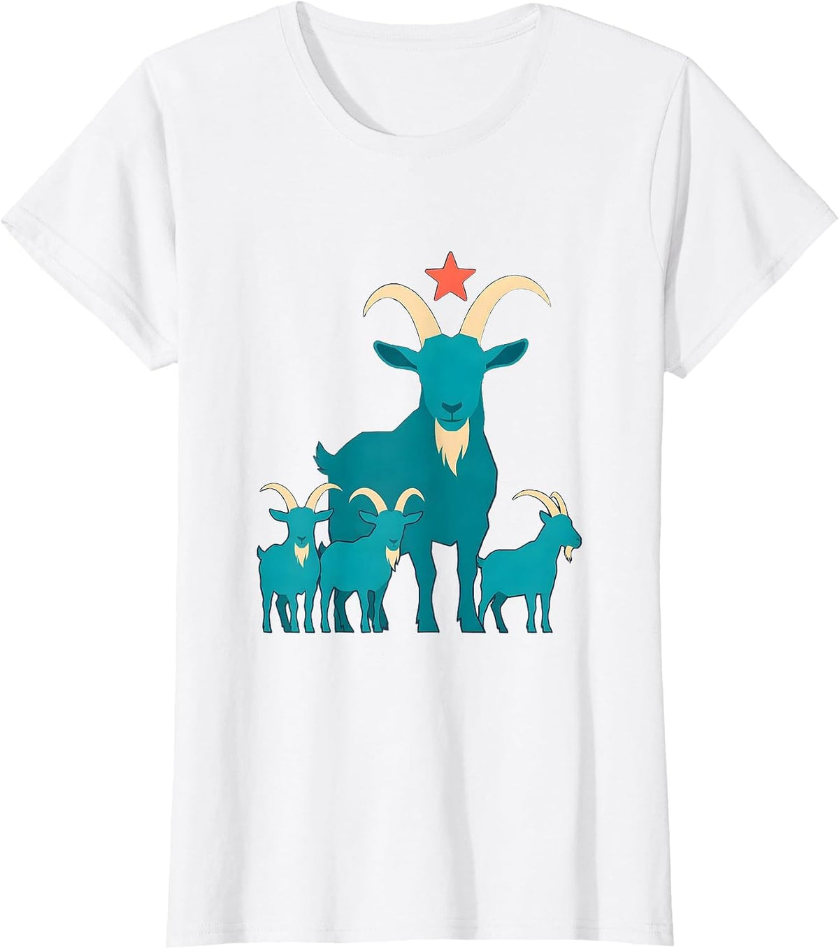 Four Goats Silhouette Flat Vector Animal Humor T-Shirt - White