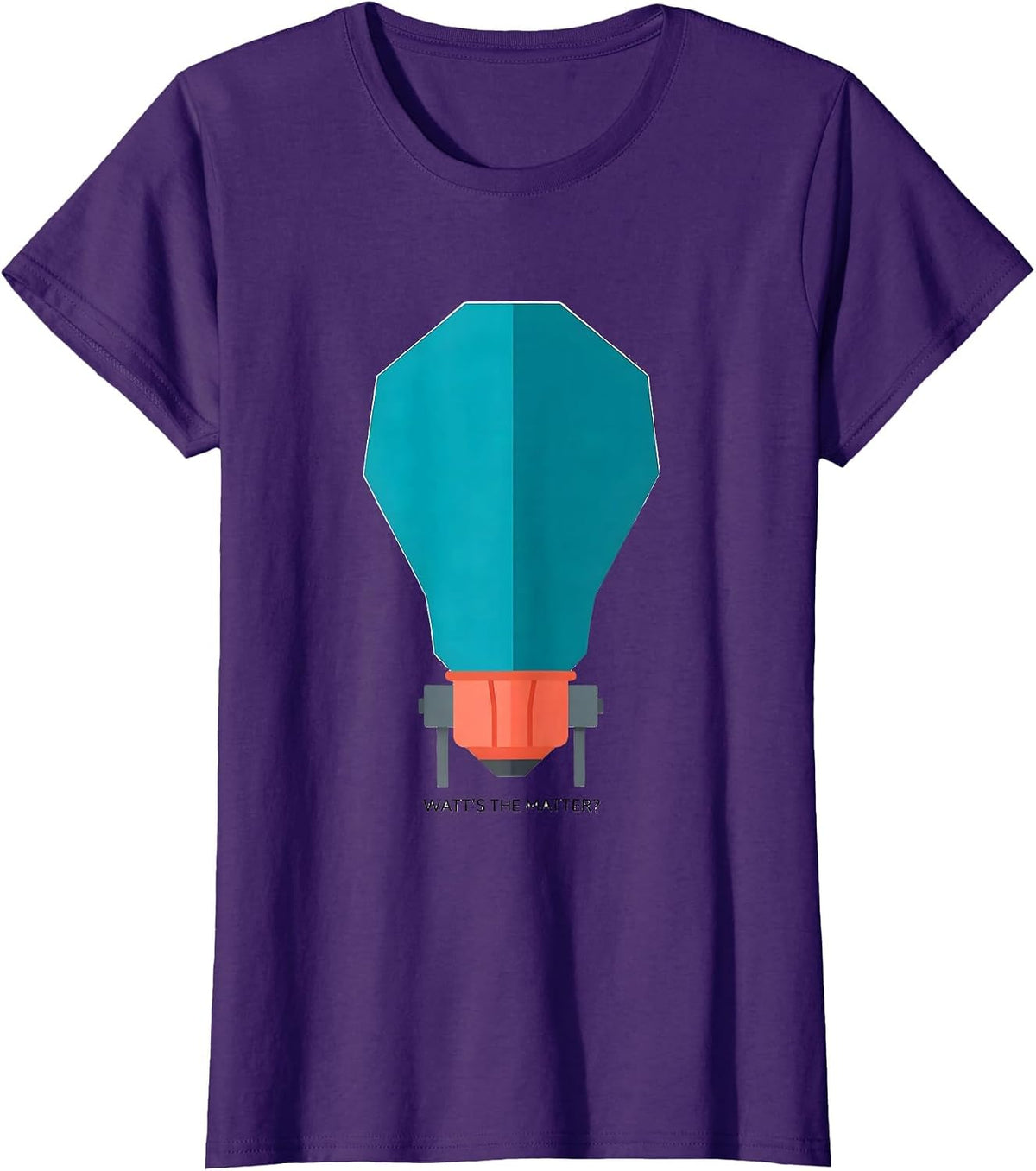 Women's Watt's The Matter? Funny Electrician Light Bulb Idea Pun T-Shirt - Purple