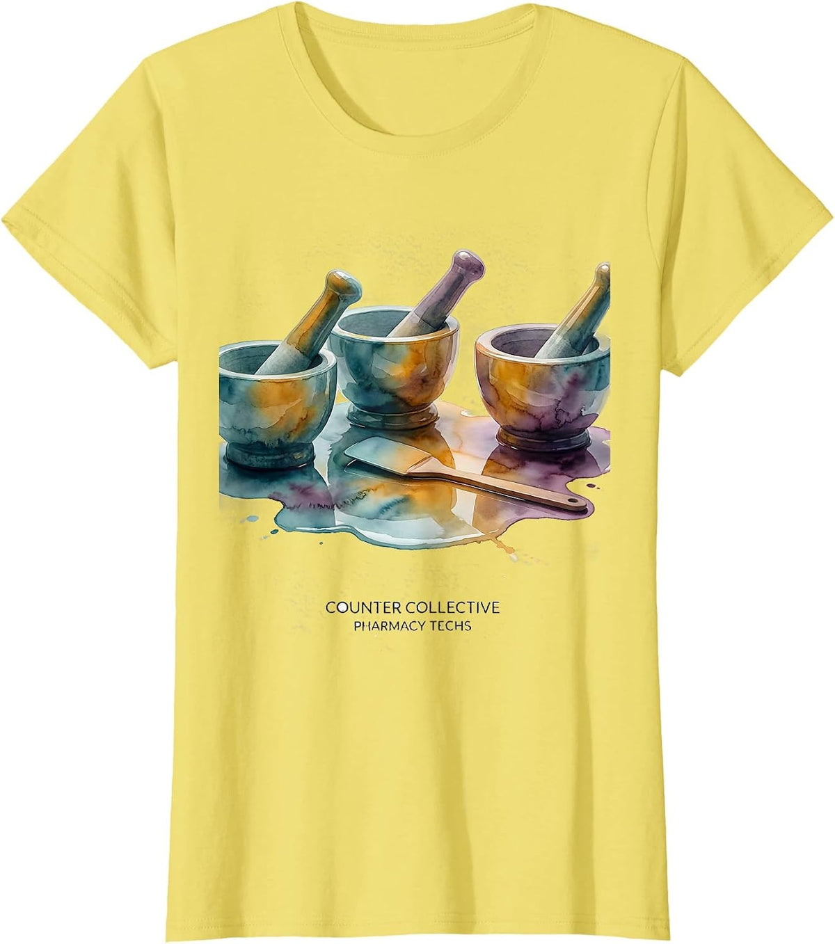Counter Collective Pharmacy Techs Funny Pharmacy Tech Humor T-Shirt - Lemon Yellow