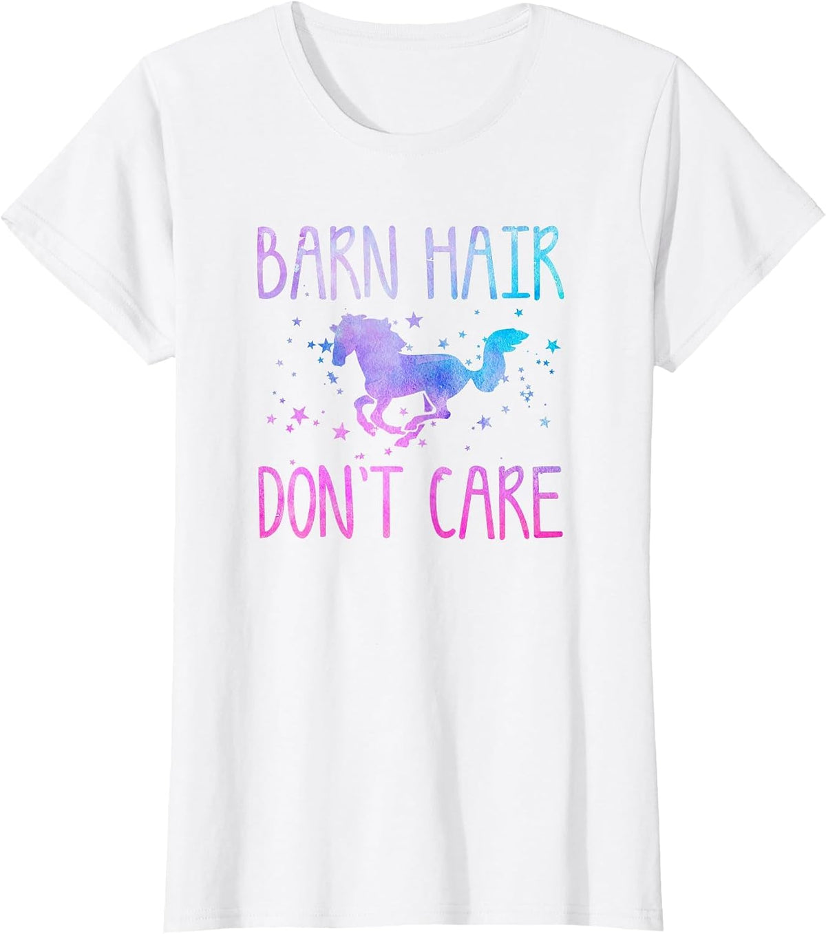 Barn Hair Don't Care Funny Horse Equestrian Rider Joke Quote T-Shirt - White