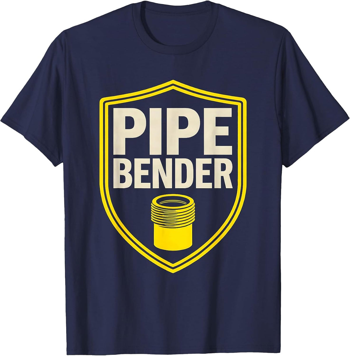 Men's Pipe Bender Funny Plumber Pipefitter Occupational Humor T-Shirt - Navy Blue