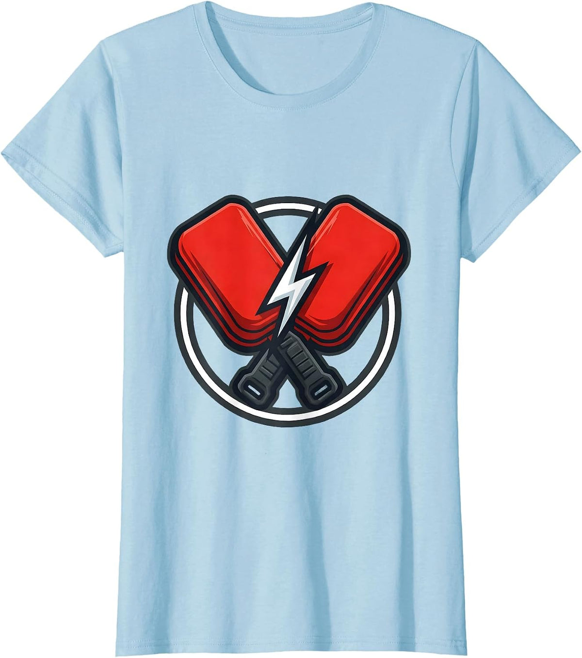 Women's EMT Defibrillator Paddles Electric Arc Graphic T-Shirt - Baby Blue