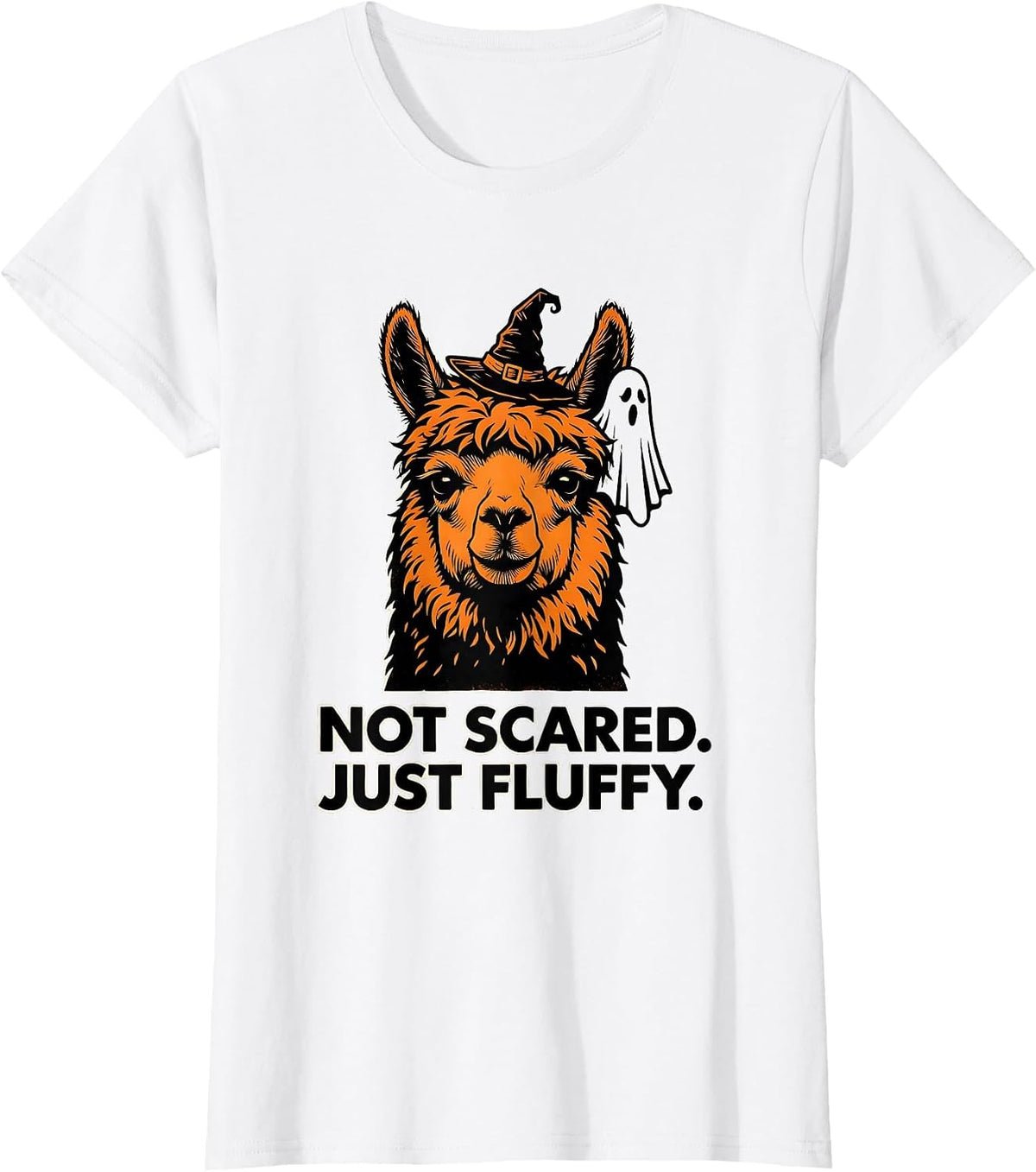 Not Scared Just Fluffy Funny Llama Halloween Novelty Humor T-Shirt - White