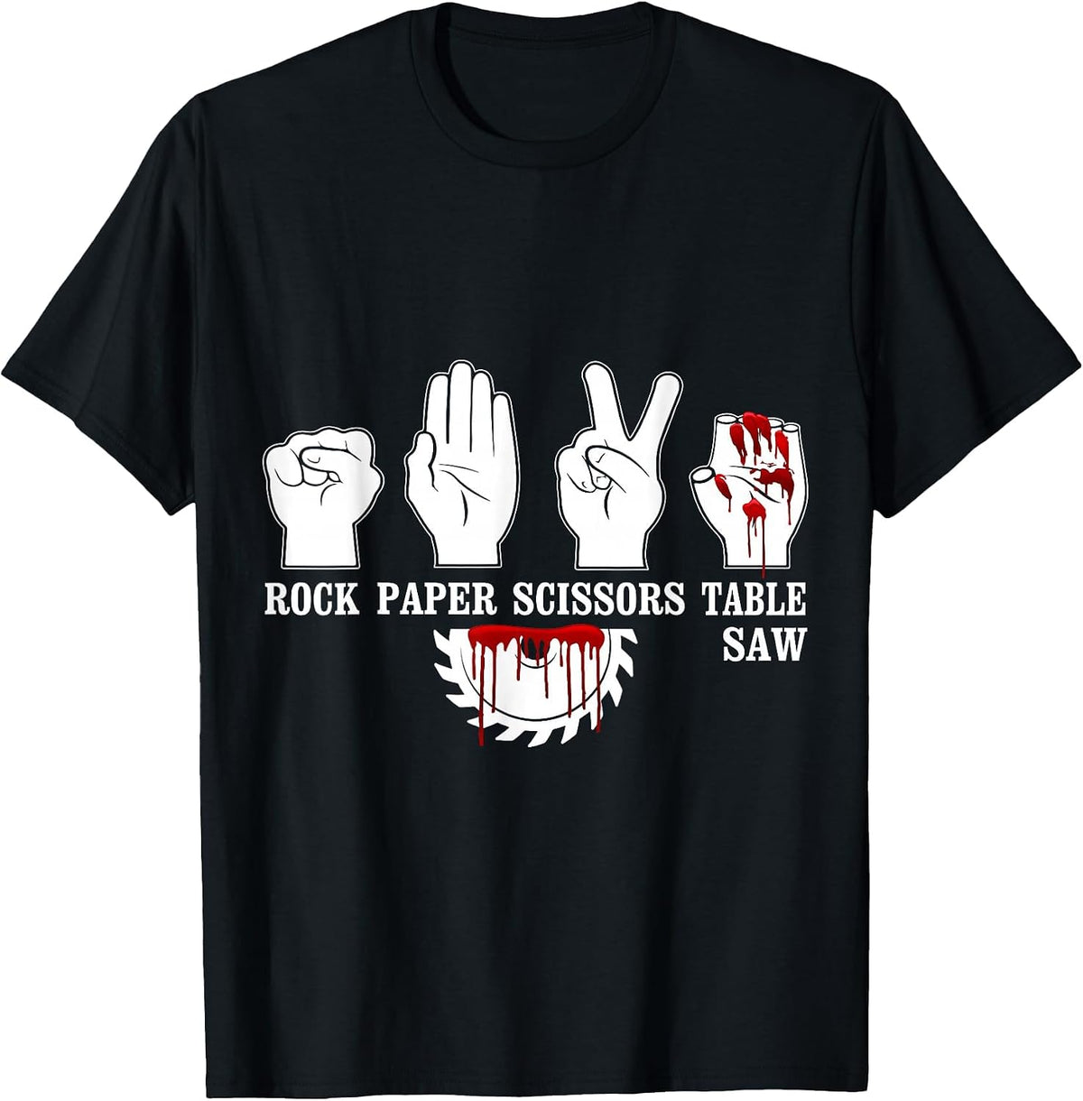 Rock Paper Scissor Table Saw Funny Carpentry Woodworking T-Shirt - Black