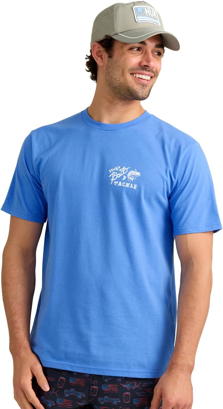 HUK Men's Short Sleeve Performance Tee, Fishing T-Shirt for Men - Huk Bait - Regatta
