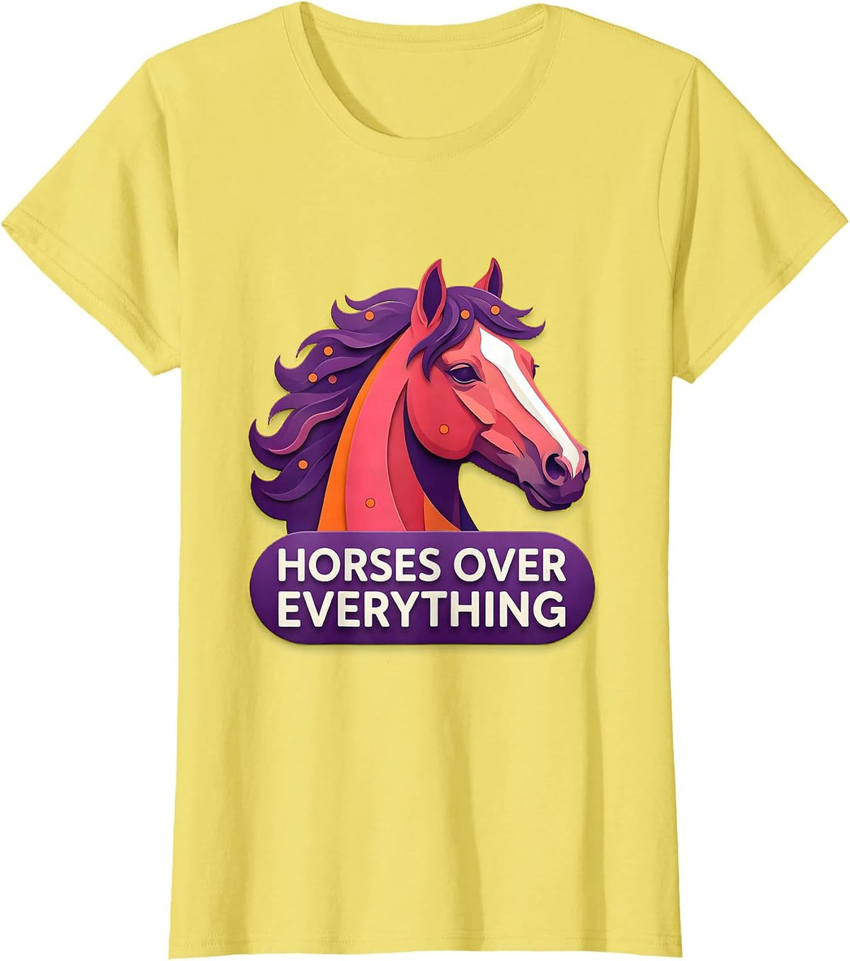 Horses Over Everything Western Design T-Shirt - Lemon Yellow