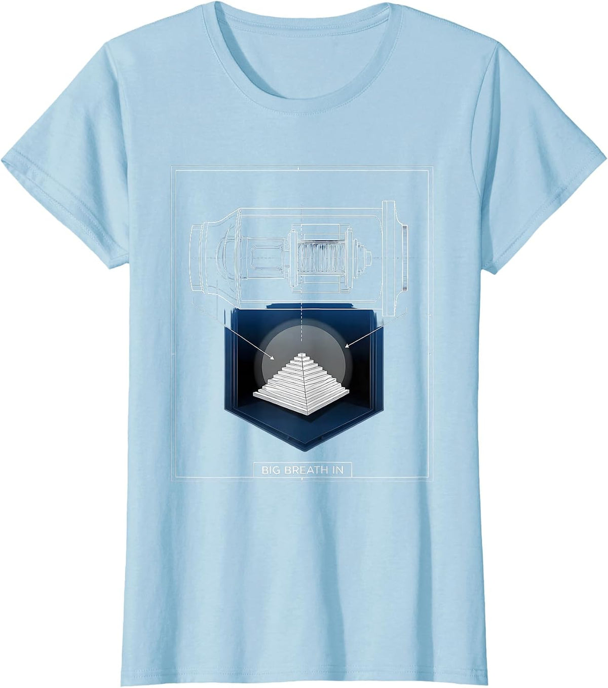 Big Breath In Technical Blueprint Radiologic Technologist T-Shirt - Baby Blue