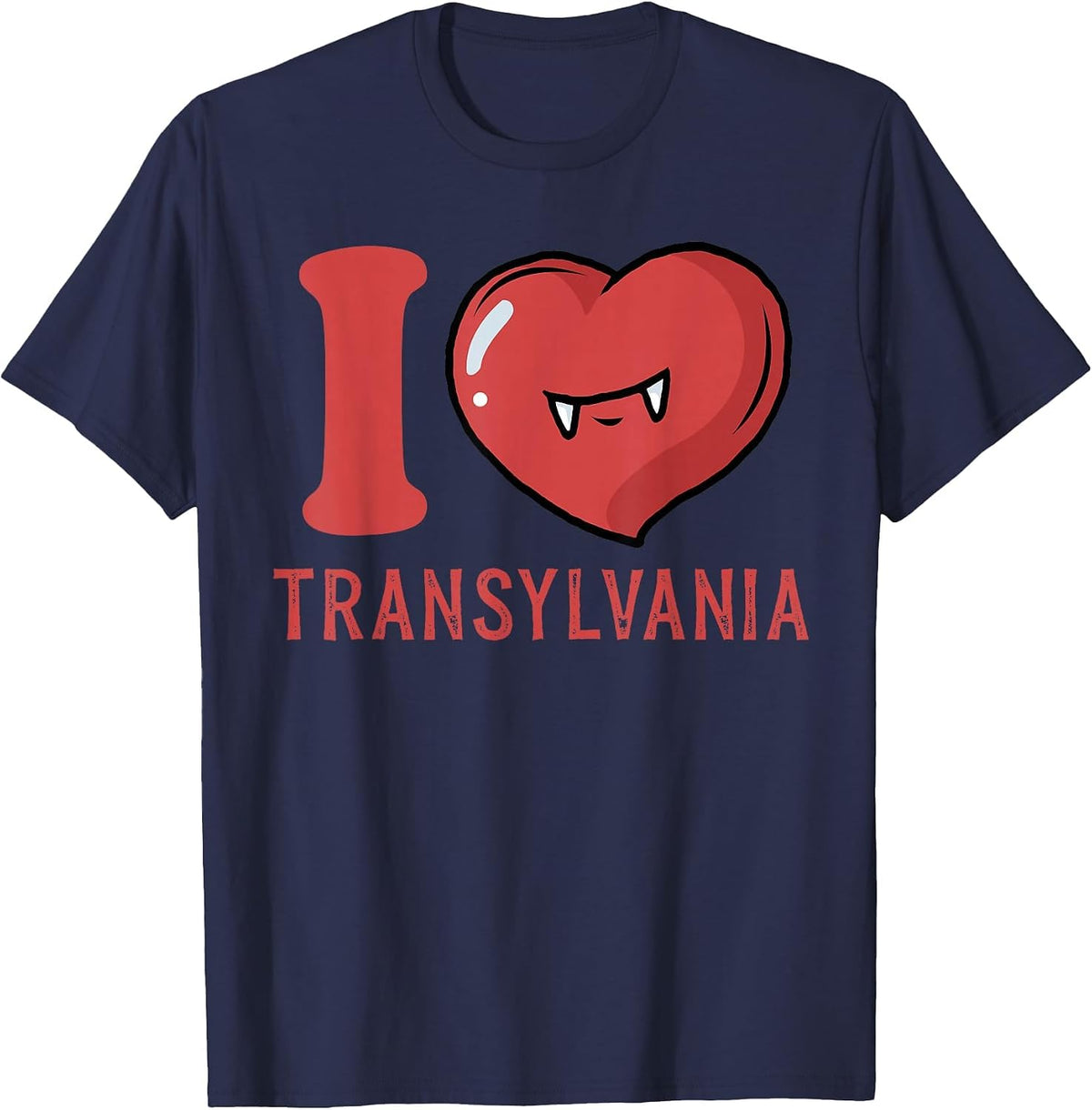 I Love Transylvania Funny Halloween T-Shirt - Navy Blue
