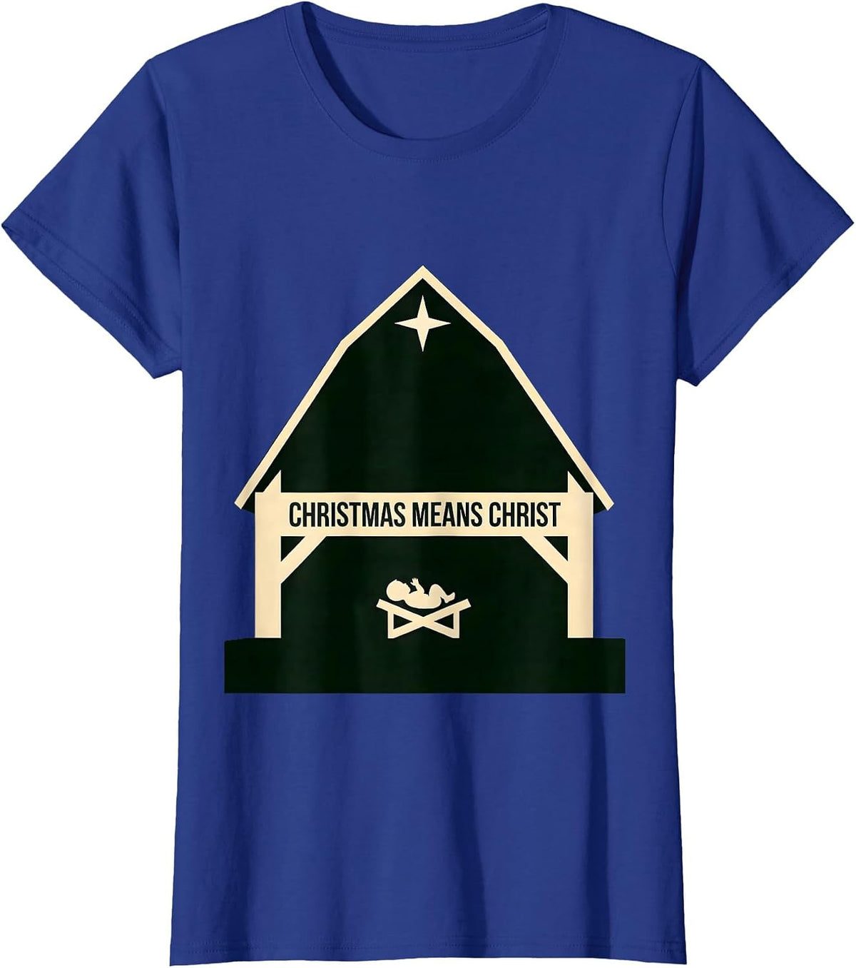 Women's Christmas Means Christ Silhouette Christian Faith Tribute T-Shirt - Royal Blue