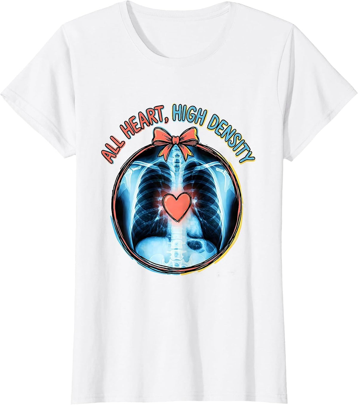 All Heart High Density Cute Radiology Tech Coquette Bow T-Shirt - White