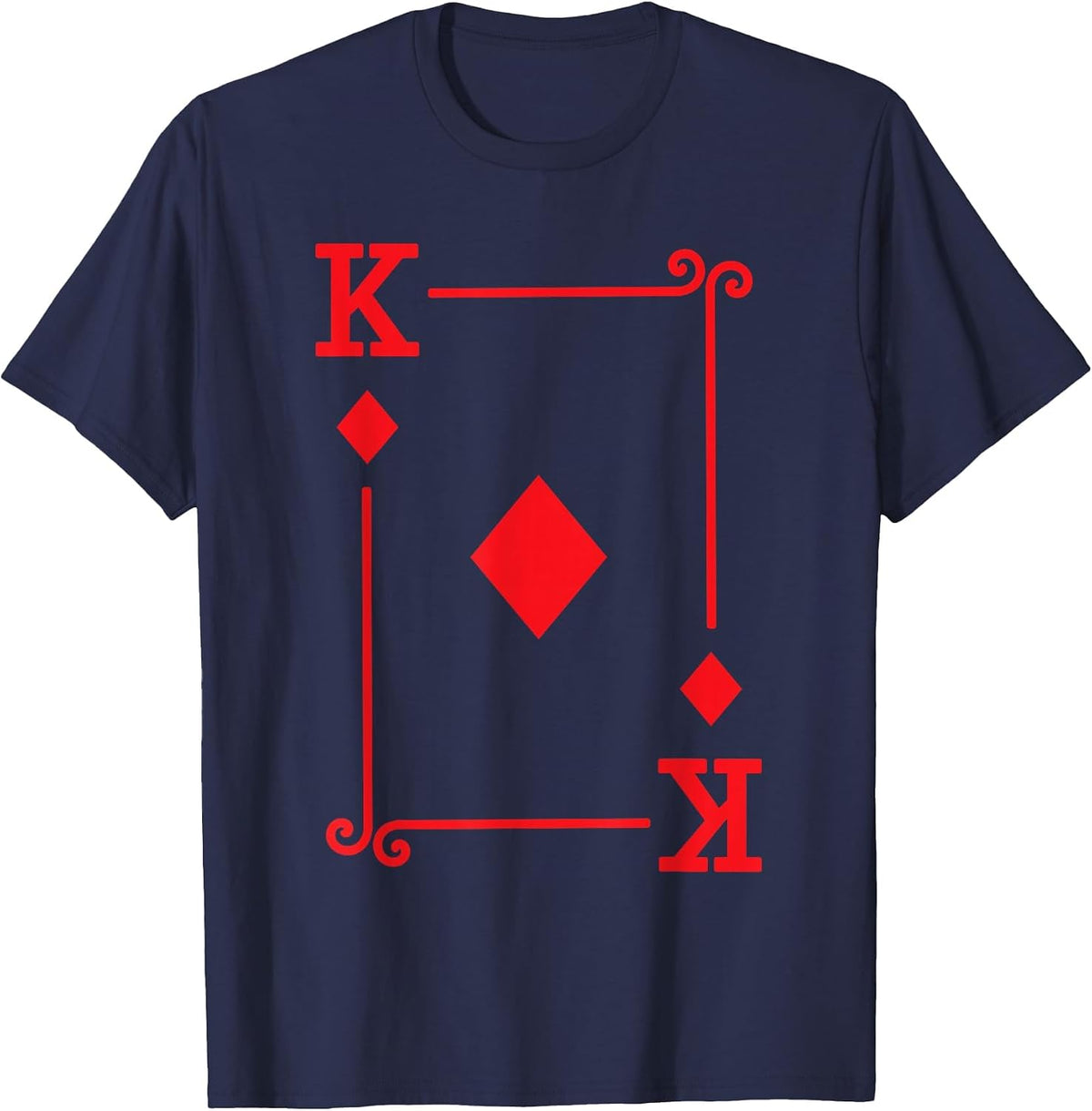Playing Cards - Matching Diamonds Card Suits - King Card T-Shirt - Navy Blue