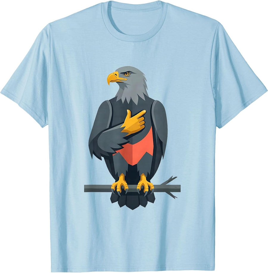 Men's Bald Eagle Flat Vector Patriotic Nature Lover T-Shirt - Baby Blue