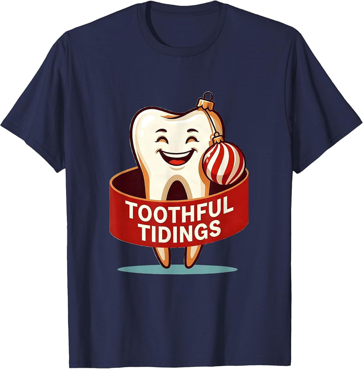 Toothful Tidings Funny Dental Christmas Dentist Dental T-Shirt - Navy Blue