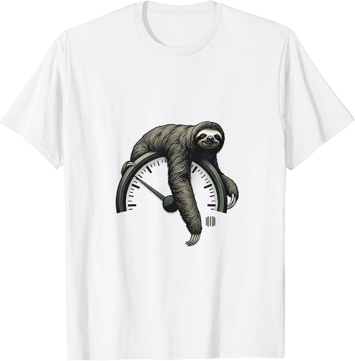 Men's Calm Sloth Speedometer Minimalist Funny Gift T-Shirt - White
