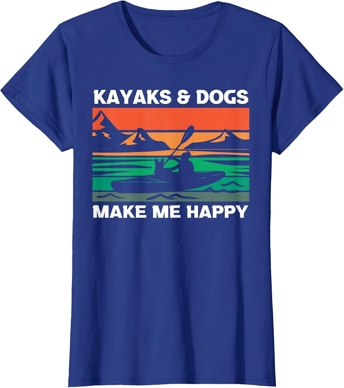 Kayak and Dogs T-Shirt - Royal Blue