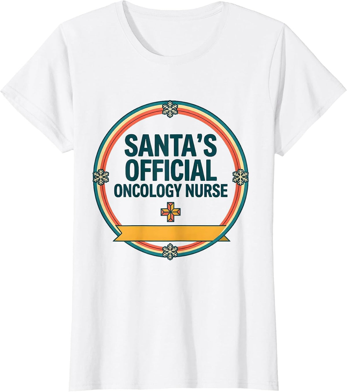 Santa's Official Oncology Nurse Funny Christmas Nurse Gift T-Shirt - White