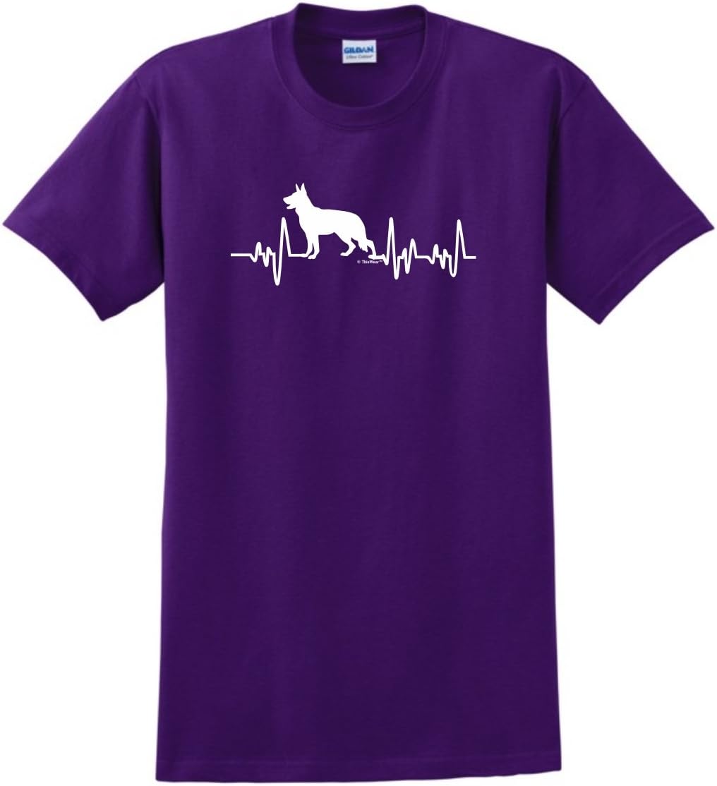 German Shepherd Gifts Dog Lover Heartbeat T-Shirt - Purple
