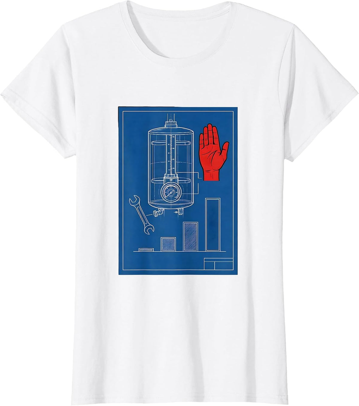 Blueprint Water Heater Plumbing Trade Humor T-Shirt - White