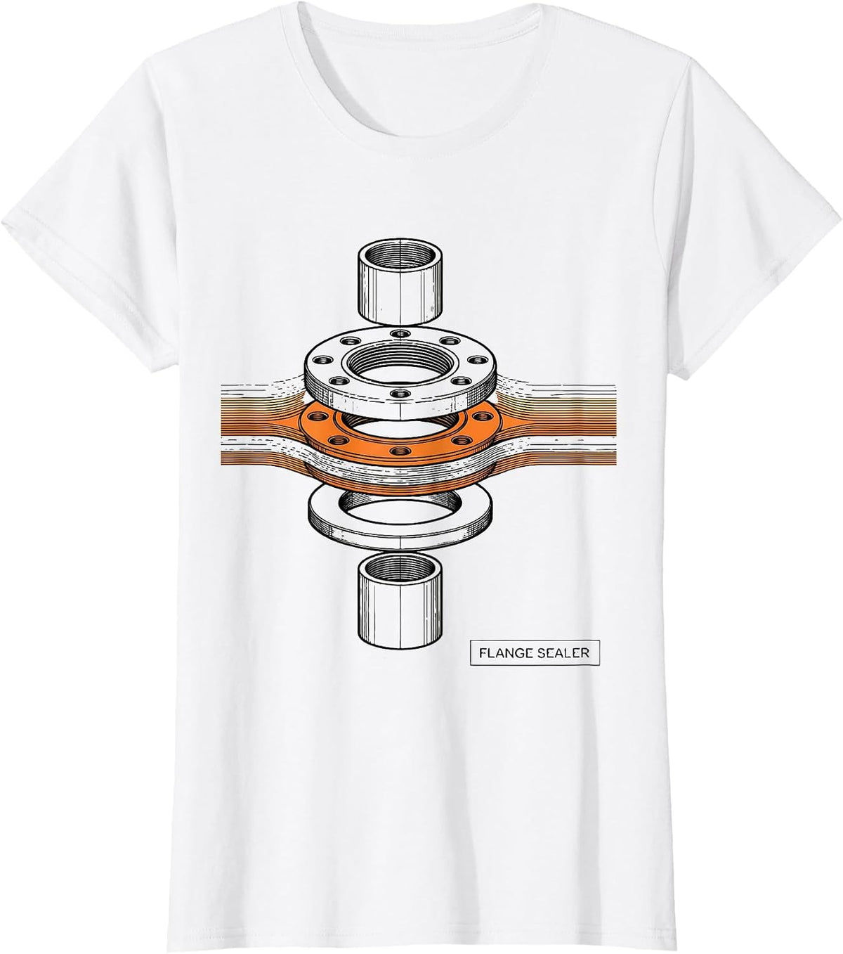 Women's Flange Sealer Exploded Pipe Flange Plumbing Humor Gift T-Shirt - White