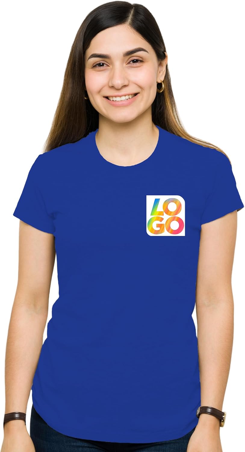 USMG Lightweight Cotton-Poly Jersey T-Shirt with Embroidered Logo or Design - Royal 12