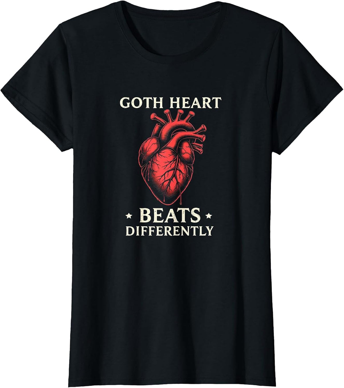 Goth Heart Beats Differently Dark Romance Design T-Shirt - Black