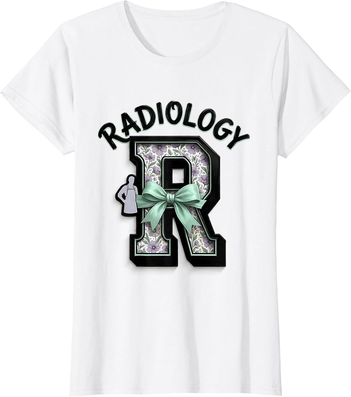 Radiology Arched Varsity Bow Radiologic Technologist T-Shirt - White