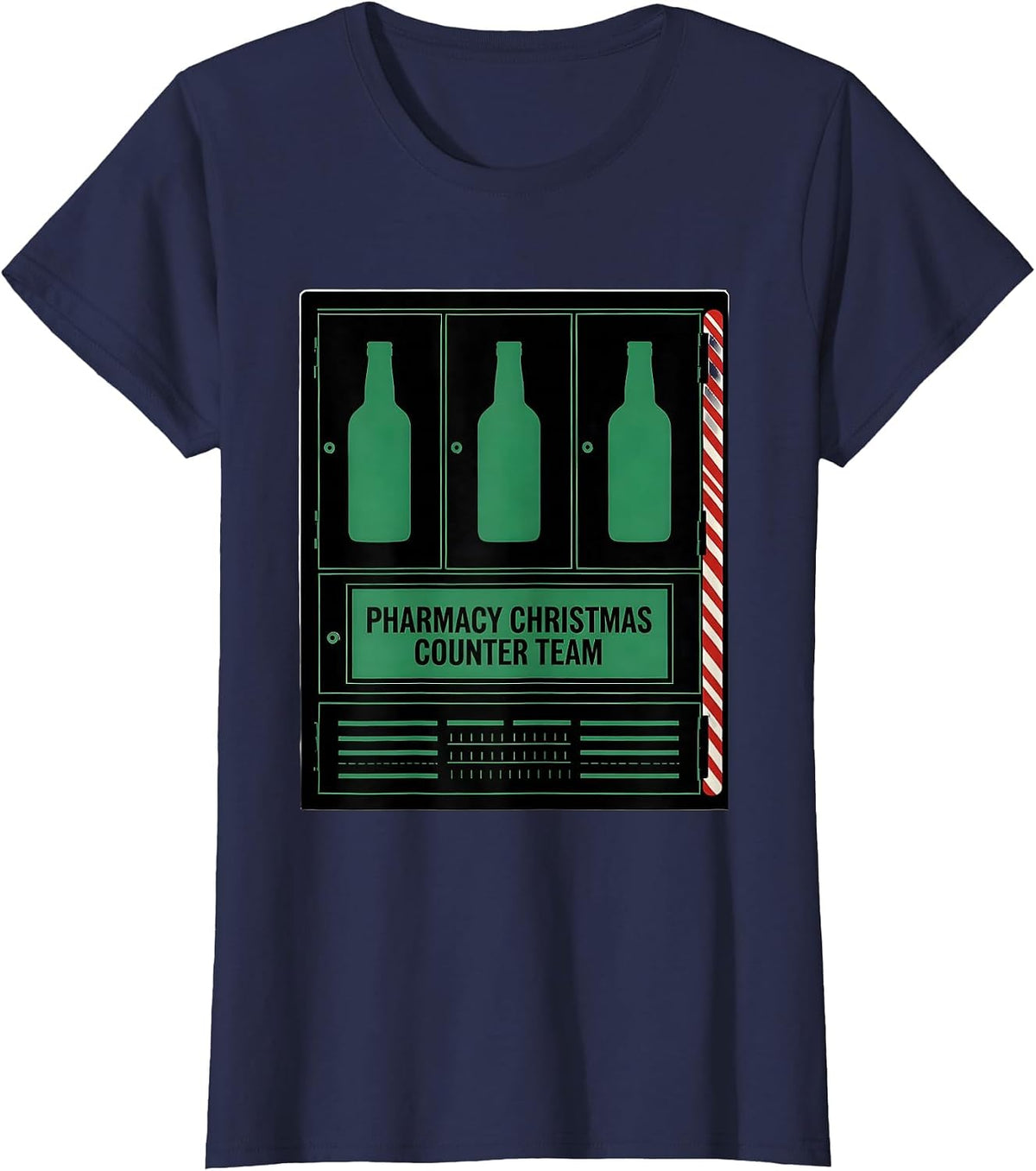 Women's Pharmacy Christmas Counter Team Funny Pharmacy Tech Squad T-Shirt - Navy Blue