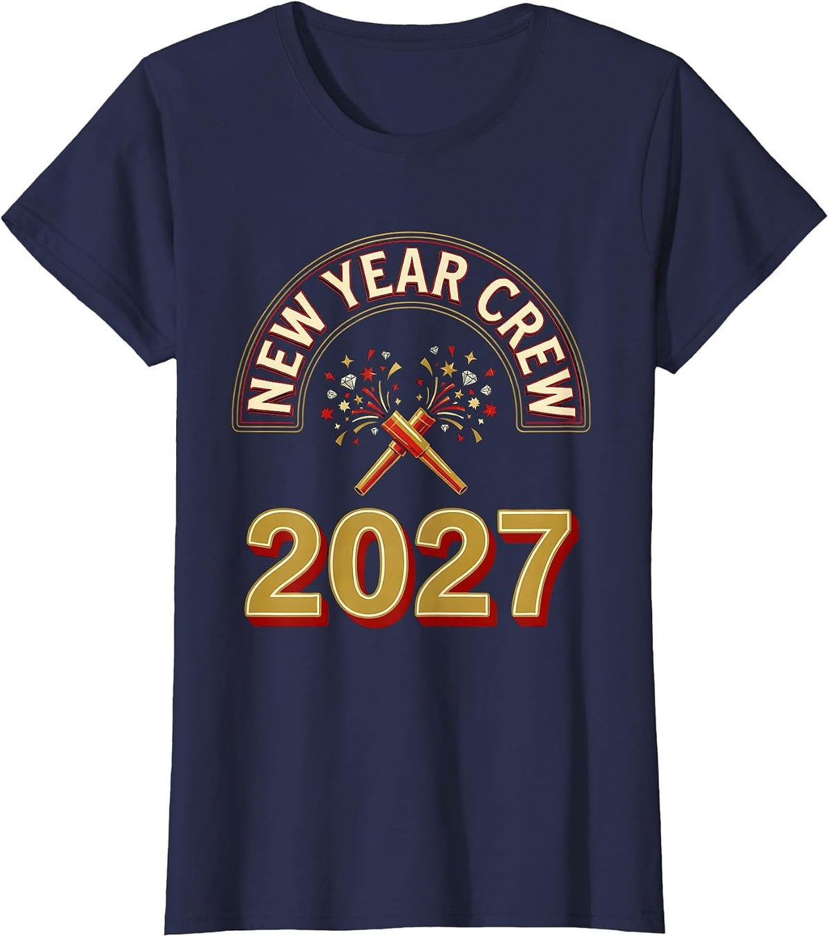 Women's New Year Crew 2027 Festive Party Family Matching Celebration T-Shirt - Navy Blue